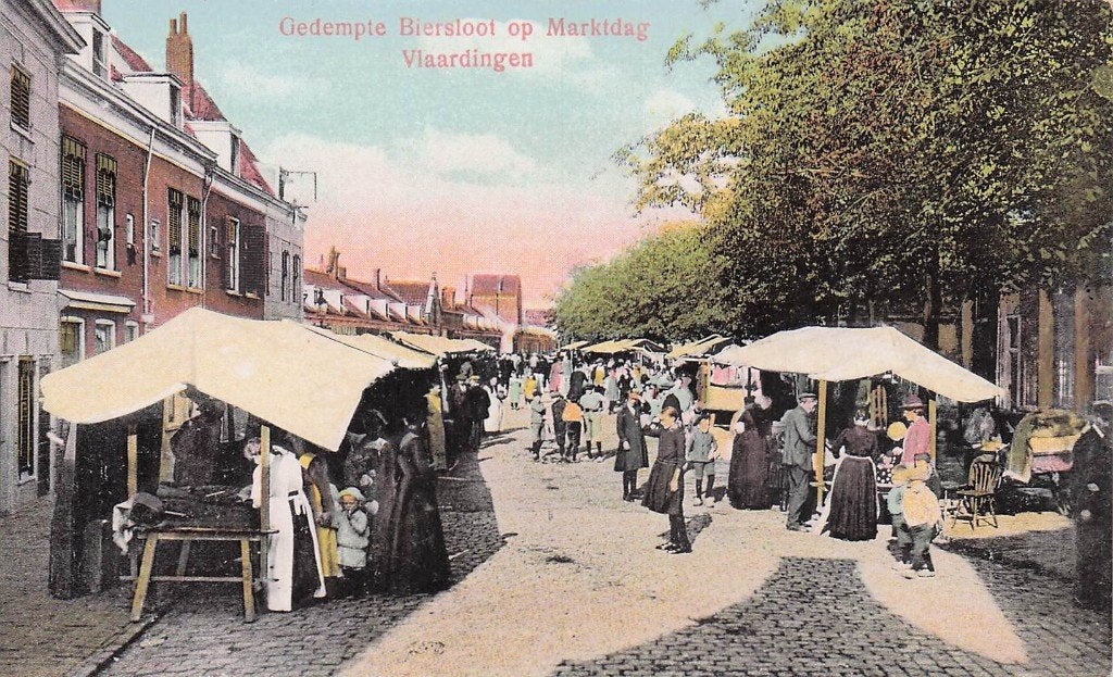Vlaardingen - Markt op Gedempte Biersloot (OUD), Ophalen of Verzenden, Voor 1920, Ongelopen, Zuid-Holland