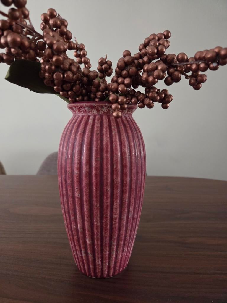 Vintage West Germany Vaas 20 cm - Rood Keramiek, Ophalen of Verzenden