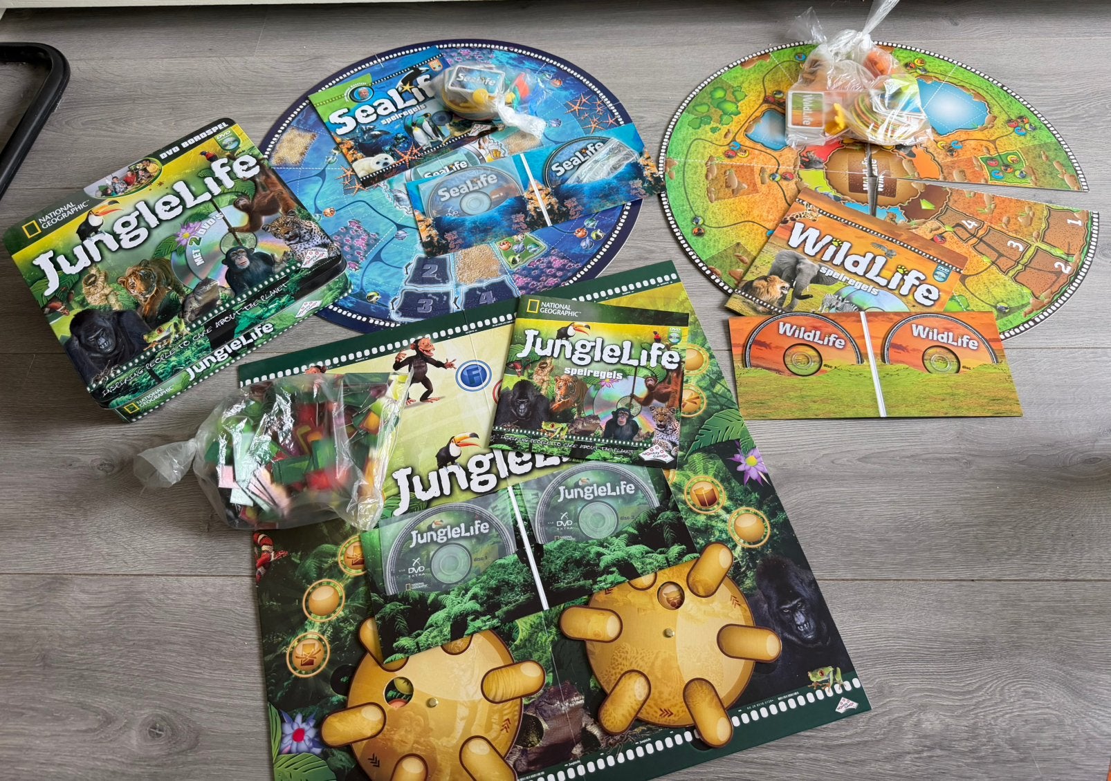 3 bordspellen National geograp jungle life wildlife sealife, Ophalen of Verzenden, Gebruikt