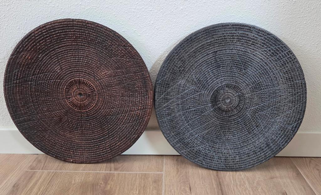 Set van 2 J-Line wanddecoraties, houtstructuur, Huis en Inrichting, Woonaccessoires | Wanddecoraties, Hout, Meerkleurig, Ophalen of Verzenden