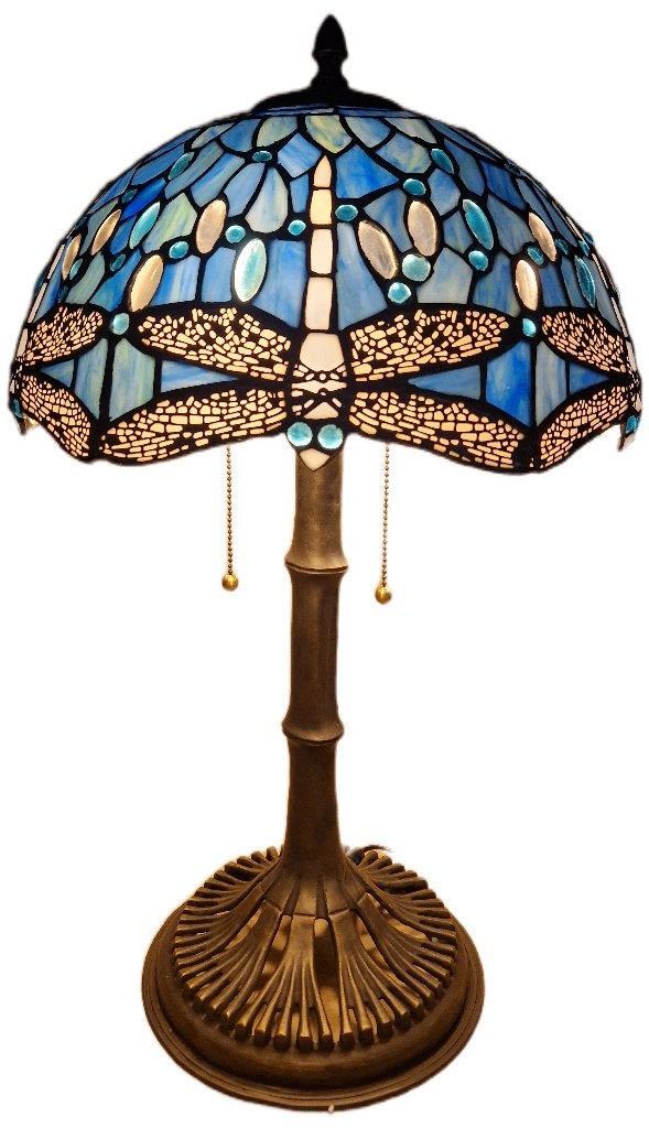 Tiffany-stijl zuiver bronzen tafellamp 70x40 #18.1, Ophalen of Verzenden, Nieuw, Glas