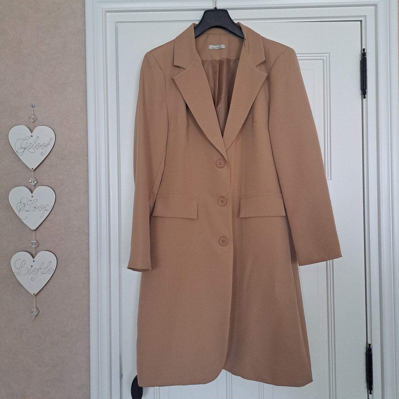 elegante lange blazerjas mt. L/XL, Made in Italy, Beige, Maat 42/44 (L), Ophalen of Verzenden