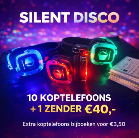 Silent Disco huren 10 koptelefoons en 1 zender -Slechts €40, Overige merken, Info@kampera.nl, Kampera, Ophalen of Verzenden