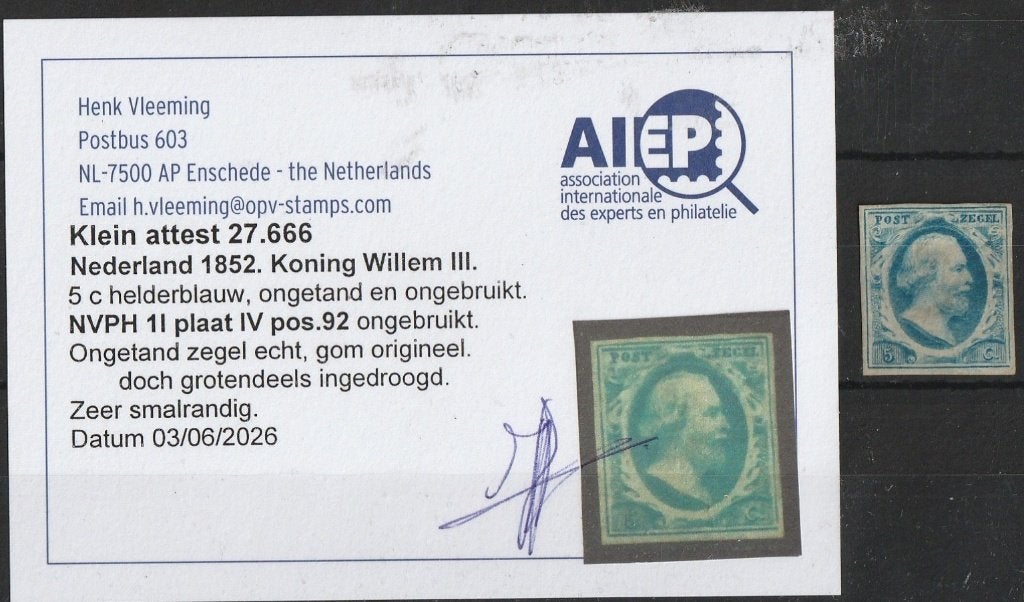 Nederland Koning Willem III nvph 1L MH, Ophalen of Verzenden, T/m 1940, Postfris