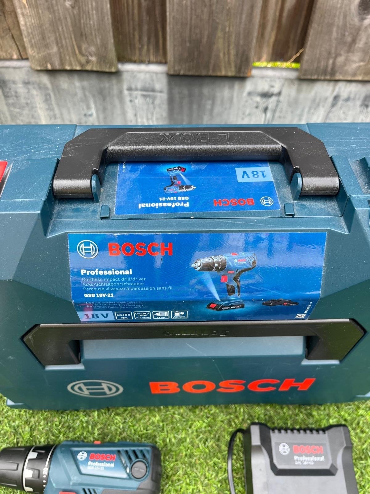 Bosch Professional GSR 18V-21 Accuboormachine met L-Boxx, Ophalen, Variabele snelheid, Minder dan 400 watt, Zo goed als nieuw