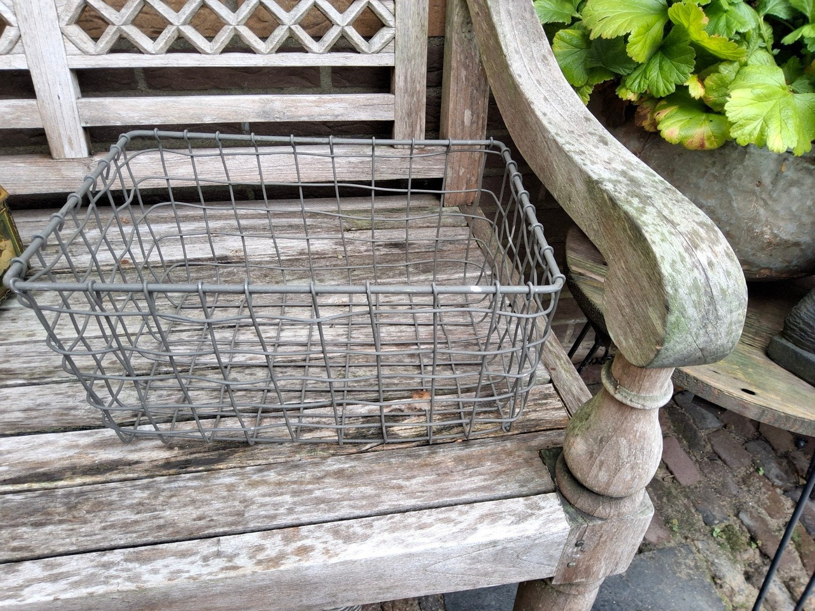 Vintage metal draadmand - 36x24x18 cm, Minder dan 50 cm, Gebruikt, Minder dan 50 cm, Ophalen of Verzenden