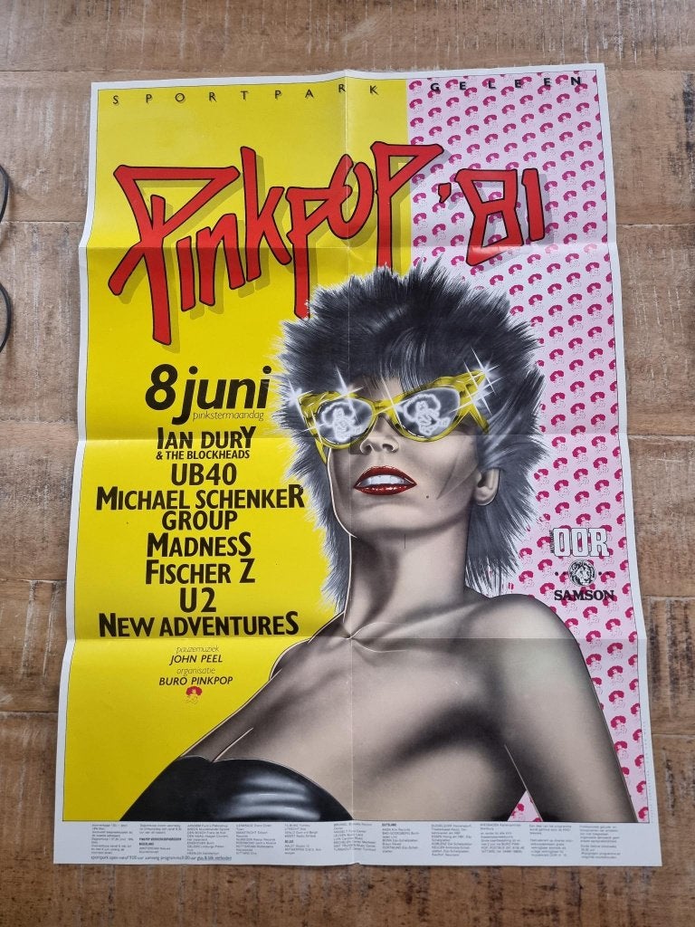 Poster Pinkpop 1981 zeldzaam, Rechthoekig Staand, Ophalen of Verzenden, Zo goed als nieuw, A1 t/m A3
