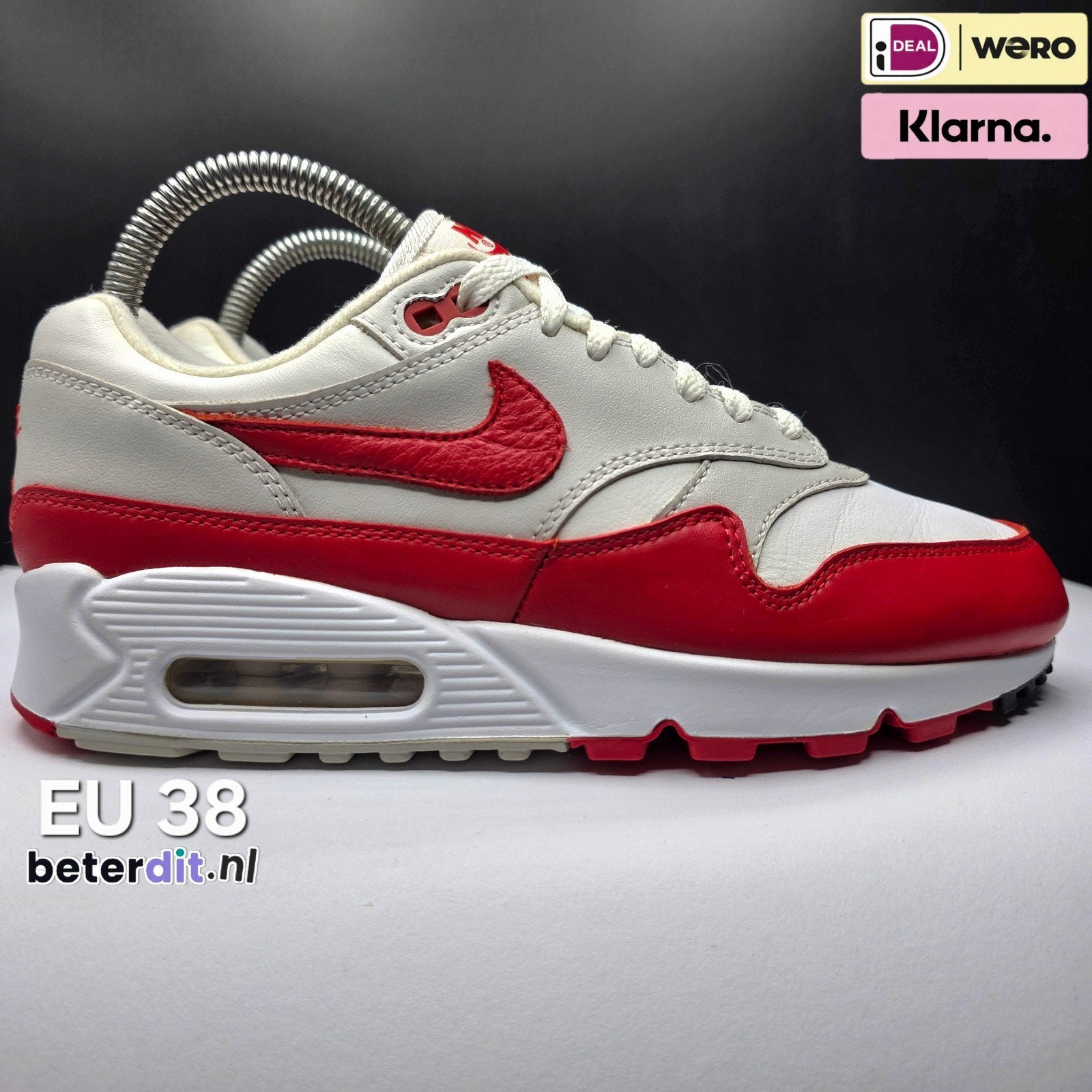 Nike Air Max 1/90 'White University Red' Maat: 38, Ophalen of Verzenden, Nike, Nike, Nike air max