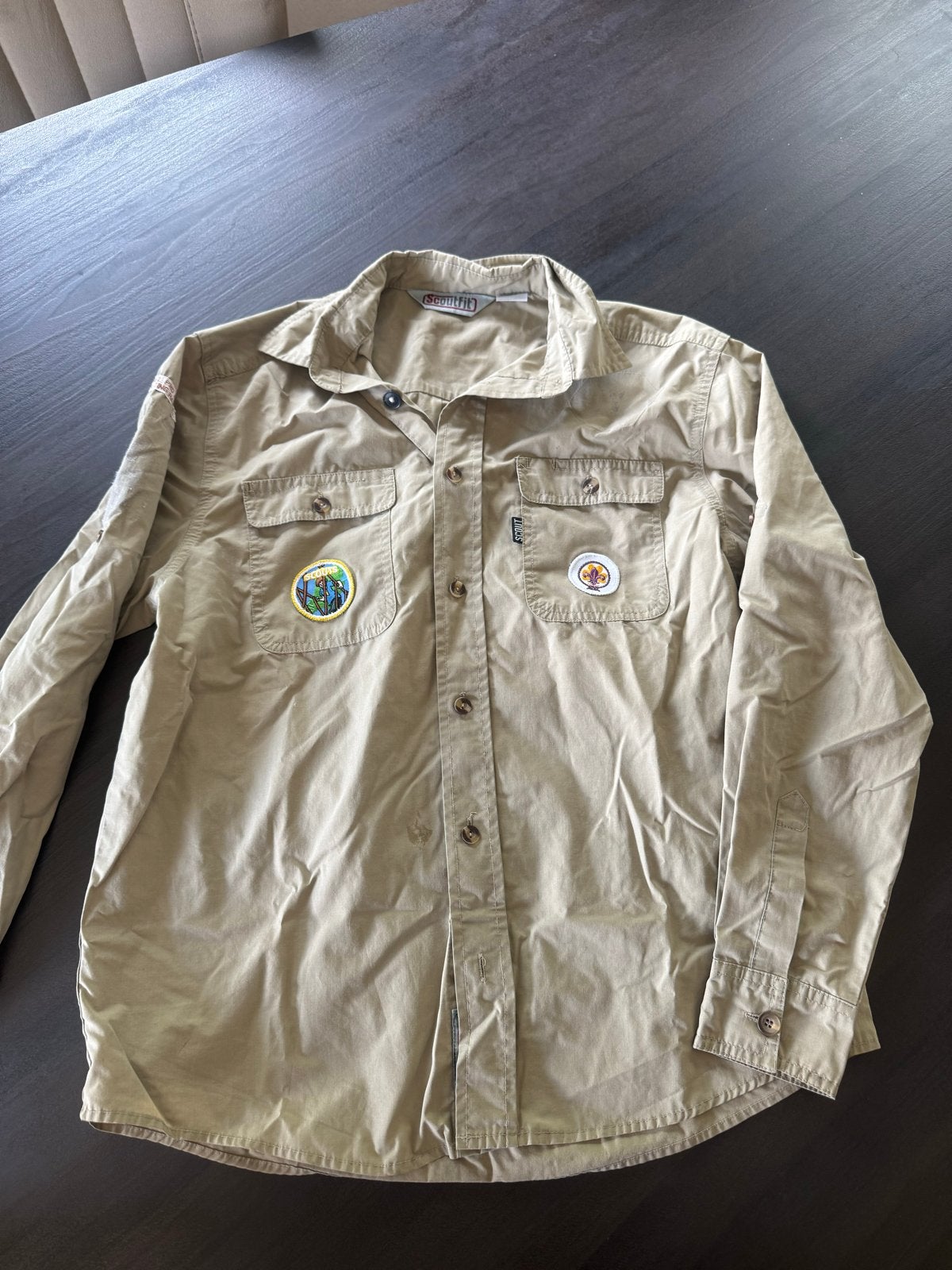 Scouting blouse maat 158 met badges, Ophalen of Verzenden, Gebruikt, Jongen of Meisje, Overhemd of Blouse