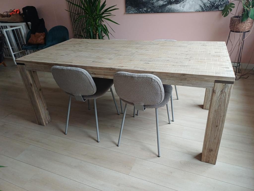 Eettafel 6 personen, Ophalen, Gebruikt, Rechthoekig, 50 tot 100 cm