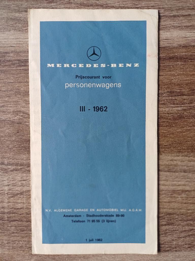 Mercedes prijslijst uit 1962, Ophalen of Verzenden, Gelezen, Mercedes