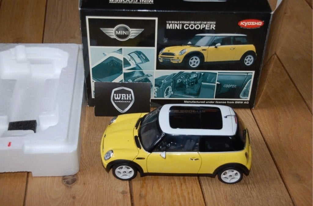 1:18 MINI COOPER yellow Kyosho in doos WRH, Hobby en Vrije tijd, Modelauto's | 1:18, Verzenden, Zo goed als nieuw, Auto, Kyosho