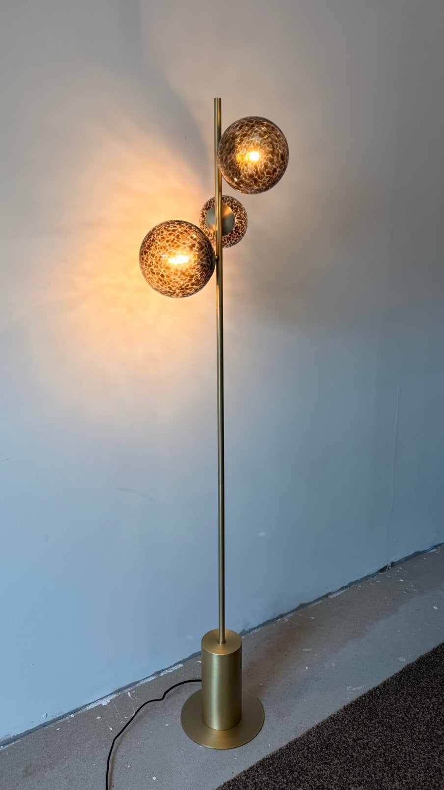 Vloerlamp met tijger-/spikkelglas, Ophalen, Zo goed als nieuw, Glas, 150 tot 200 cm