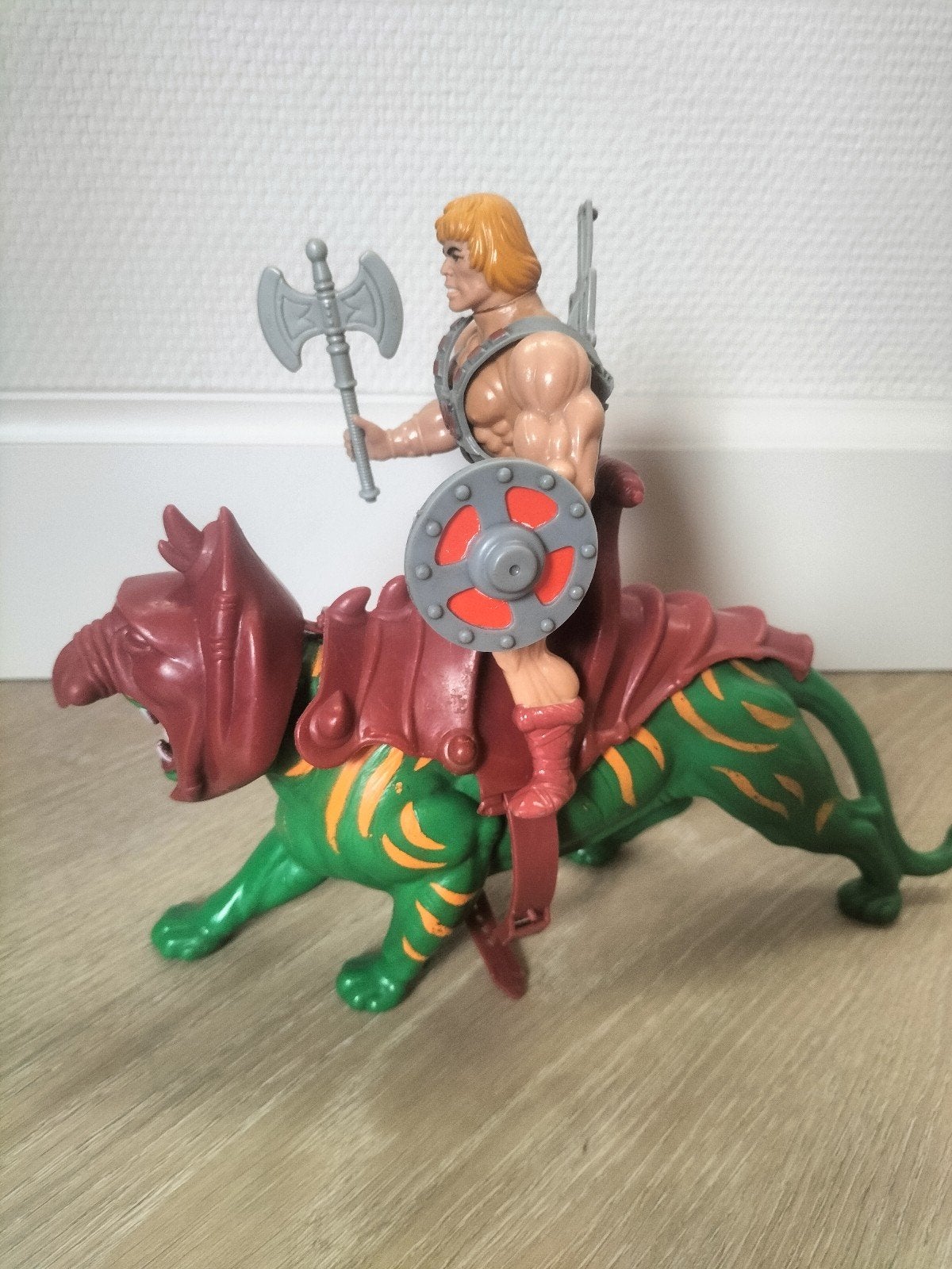 Vintage MOTU He-Man (Taiwan Soft Head) & Battle Cat – 100%, Ophalen of Verzenden, Gebruikt