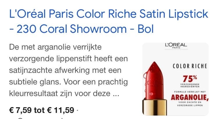L'Oréal Color Riche Lipstick - Nieuw Oranje (230 Ruche), Lippen, Nieuw, Oranje, Ophalen of Verzenden