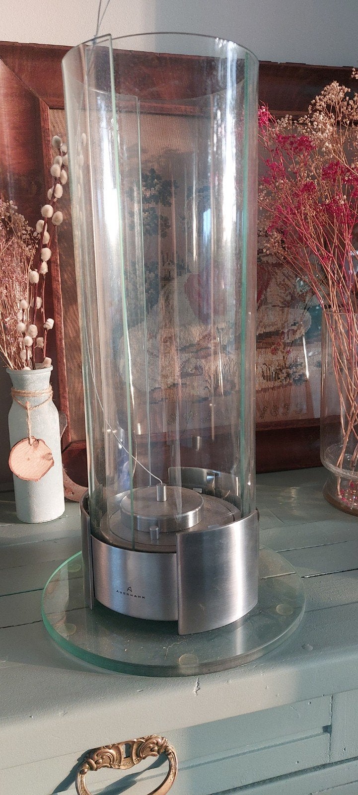 Auerhahn Windlicht / Lantaarn - Glas en RVS, Huis en Inrichting, Woonaccessoires | Kandelaars en Kaarsen, Ophalen, Windlicht, Gebruikt
