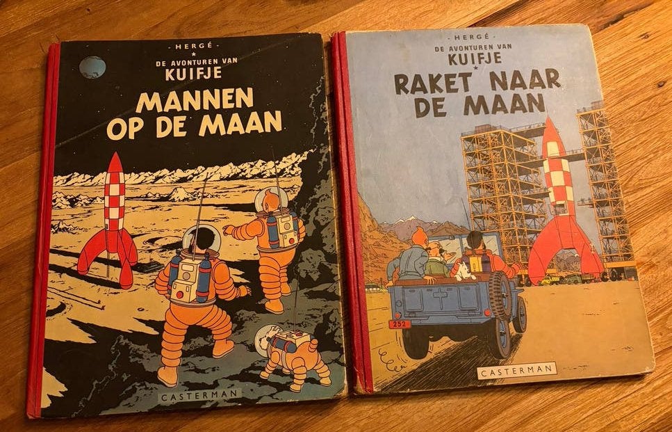 Kuifje: Raket naar de Maan & Mannen op de Maan (2 delen), Meerdere stripboeken, Ophalen of Verzenden, Gelezen
