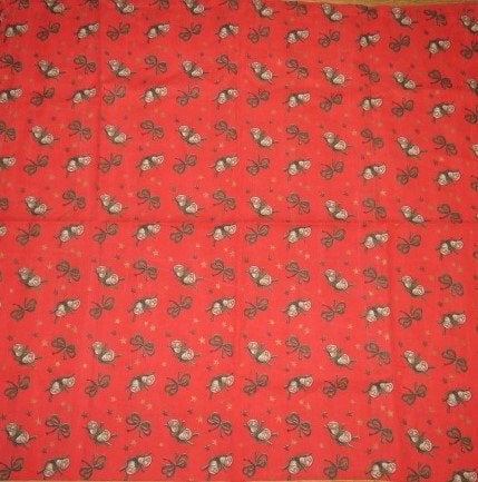 Vintage lap Zweedse kerststof rood met kerstklokjes, Ophalen of Verzenden, Zo goed als nieuw, 30 tot 120 cm, Katoen