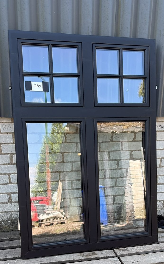 (260) Nieuw zwart aluminium raamkozijn draai kiep incl glas, Raamkozijn, 150 tot 225 cm, Inclusief glas, Ophalen