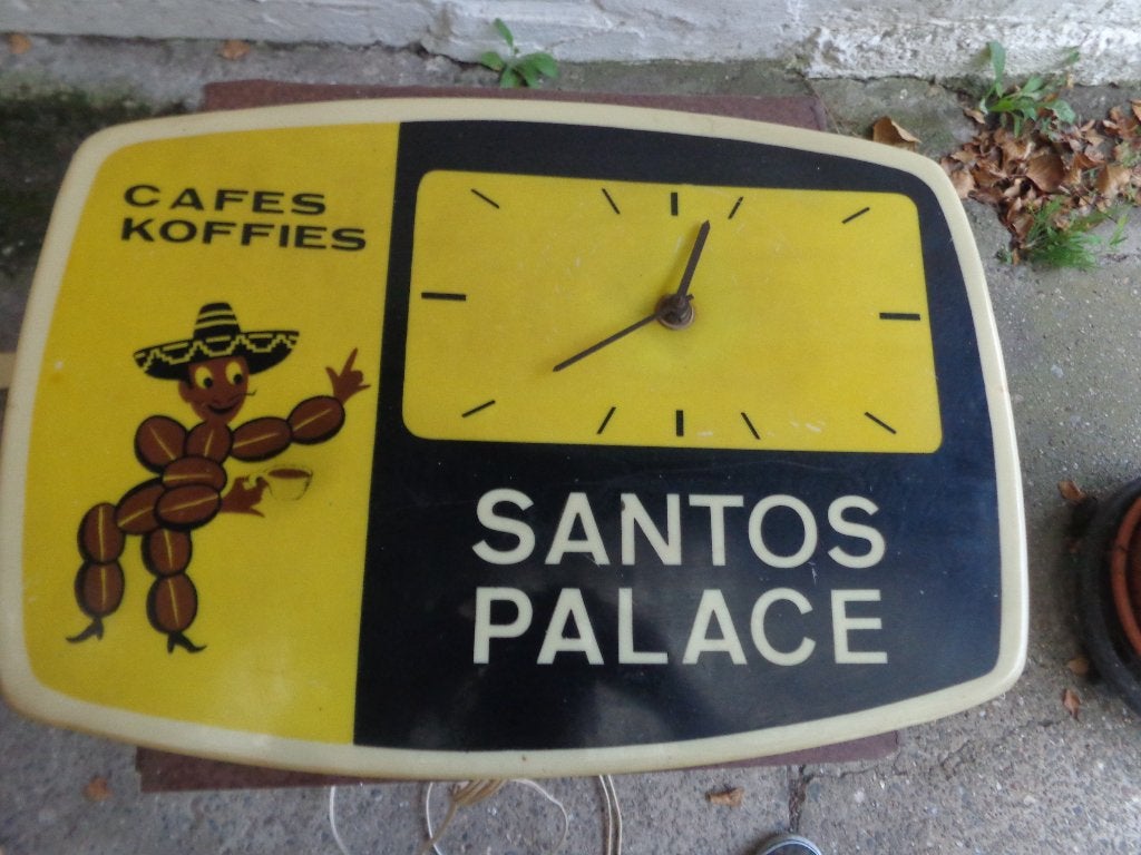 vintage lichtreclame Santos koffie jaren '50, Verzamelen, Merken en Reclamevoorwerpen, Verzenden, Gebruikt, Lichtbak of (neon) lamp