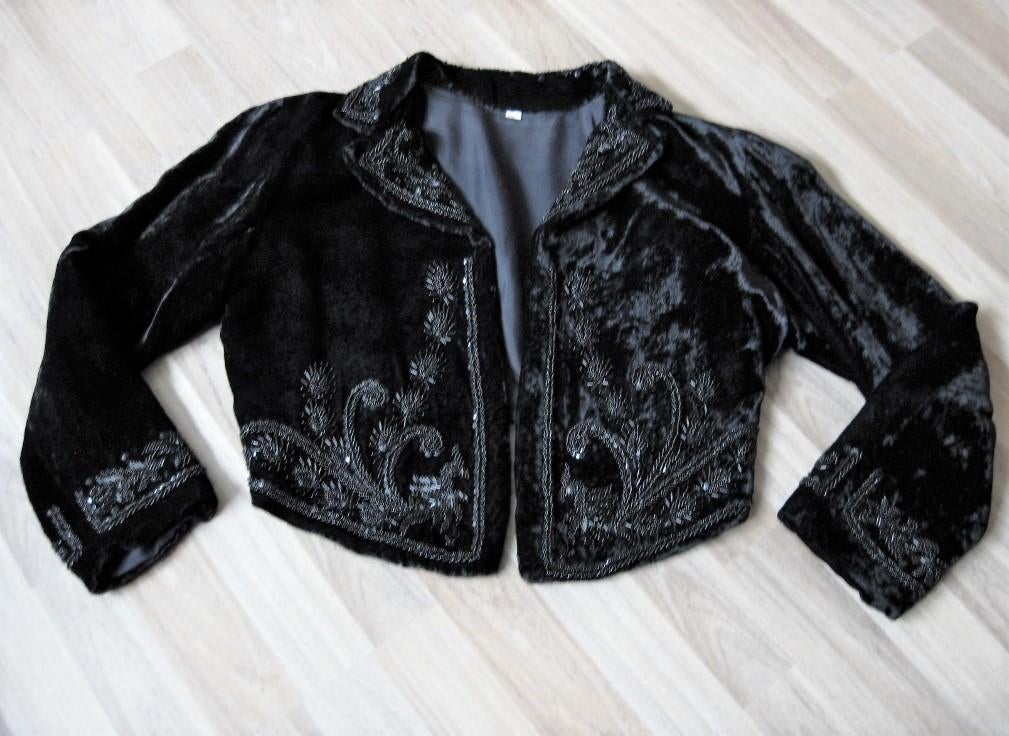 kort Bolero jasje velours handgemaakt maat M, Maat 38/40 (M), Overige typen, Zwart, Ophalen of Verzenden