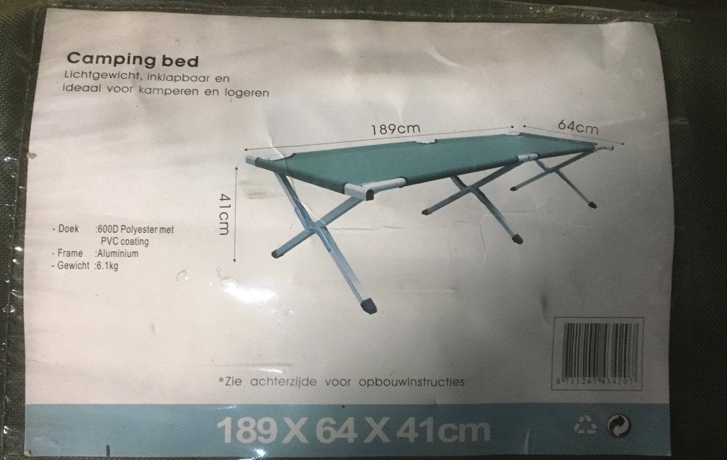 Logeer-Camping-Bed te koop, Eenpersoons, Nieuw, Groen, 190 cm of minder