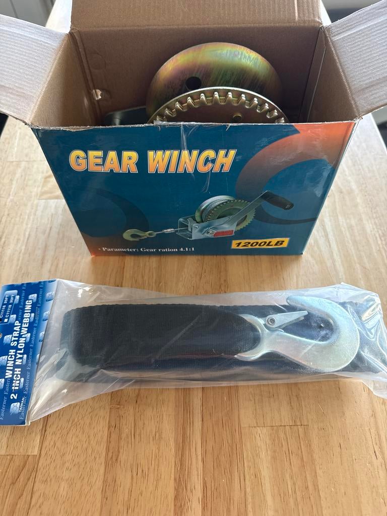 Nieuwe Gear Winch lier voor boottrailer met band, Ophalen of Verzenden, Nieuw