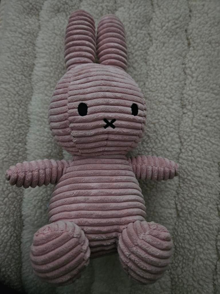 Nijntje knuffel roze ribstof, Overige merken, Konijn, Nijntje, Ophalen of Verzenden