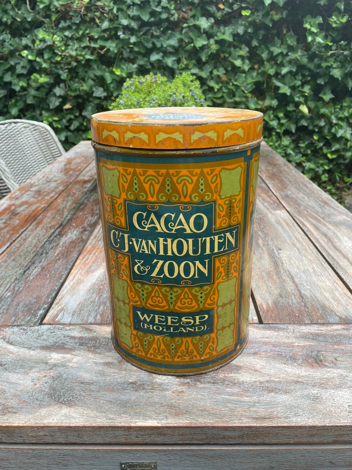 Antiek blik Cacao C.J. van Houten & Zoon, Weesp, Ophalen of Verzenden, Gebruikt, Overige
