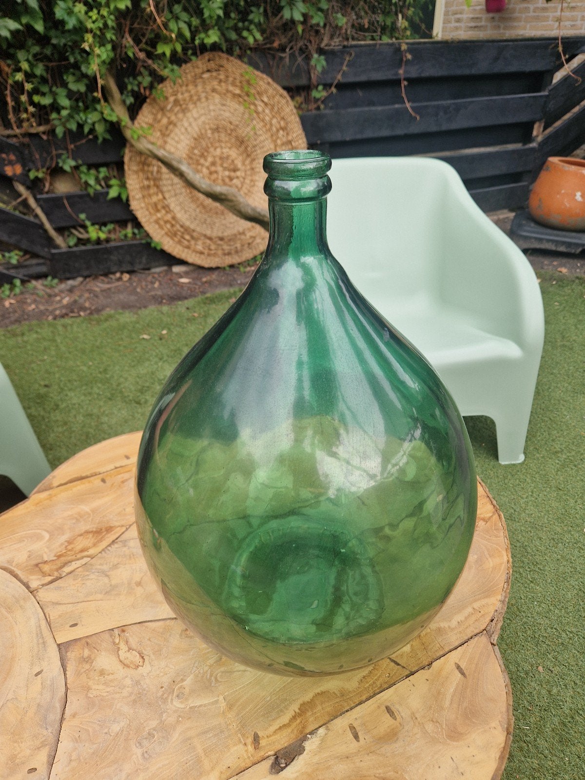 Grote groene glazen vaas - 60 cm hoog, Ophalen