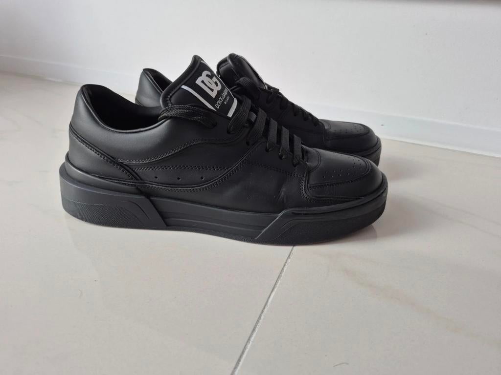 Dolce & Gabbana Roma Zwarte Leren Sneakers, Ophalen of Verzenden, Zo goed als nieuw, Zwart