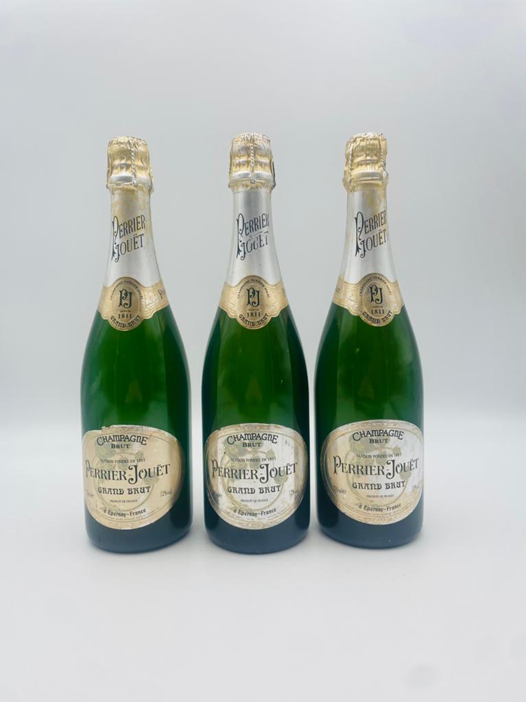 Perrier Jouët 0,75L Lege Champagneflessen (3 stuks), Verzamelen, Wijnen, Ophalen of Verzenden, Gebruikt, Frankrijk, Champagne