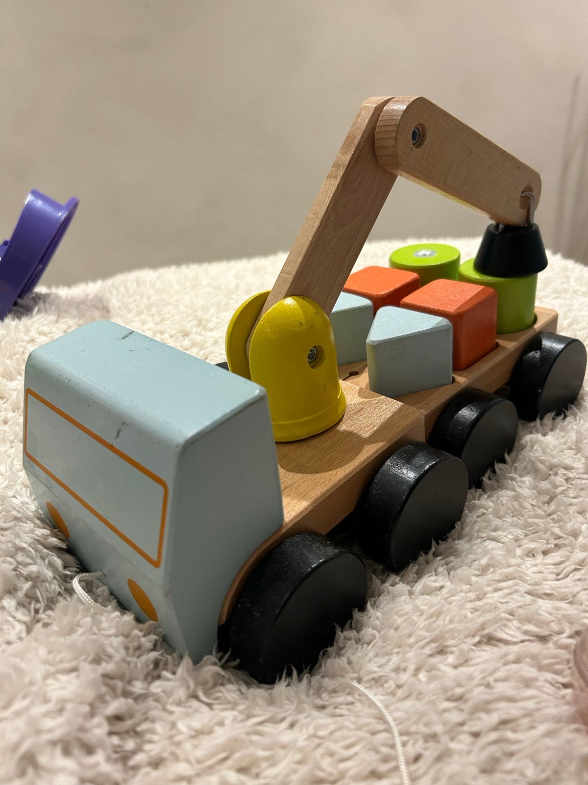 Houten magnetische kraanwagen met blokken, Ophalen, Gebruikt, Rij- of Hobbelspeelgoed