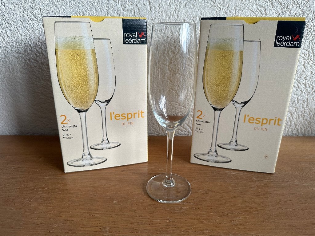 Royal Leerdam 4 champagneglazen - nieuw, Huis en Inrichting, Glas of Glazen, Overige merken, Nieuw, Ophalen of Verzenden