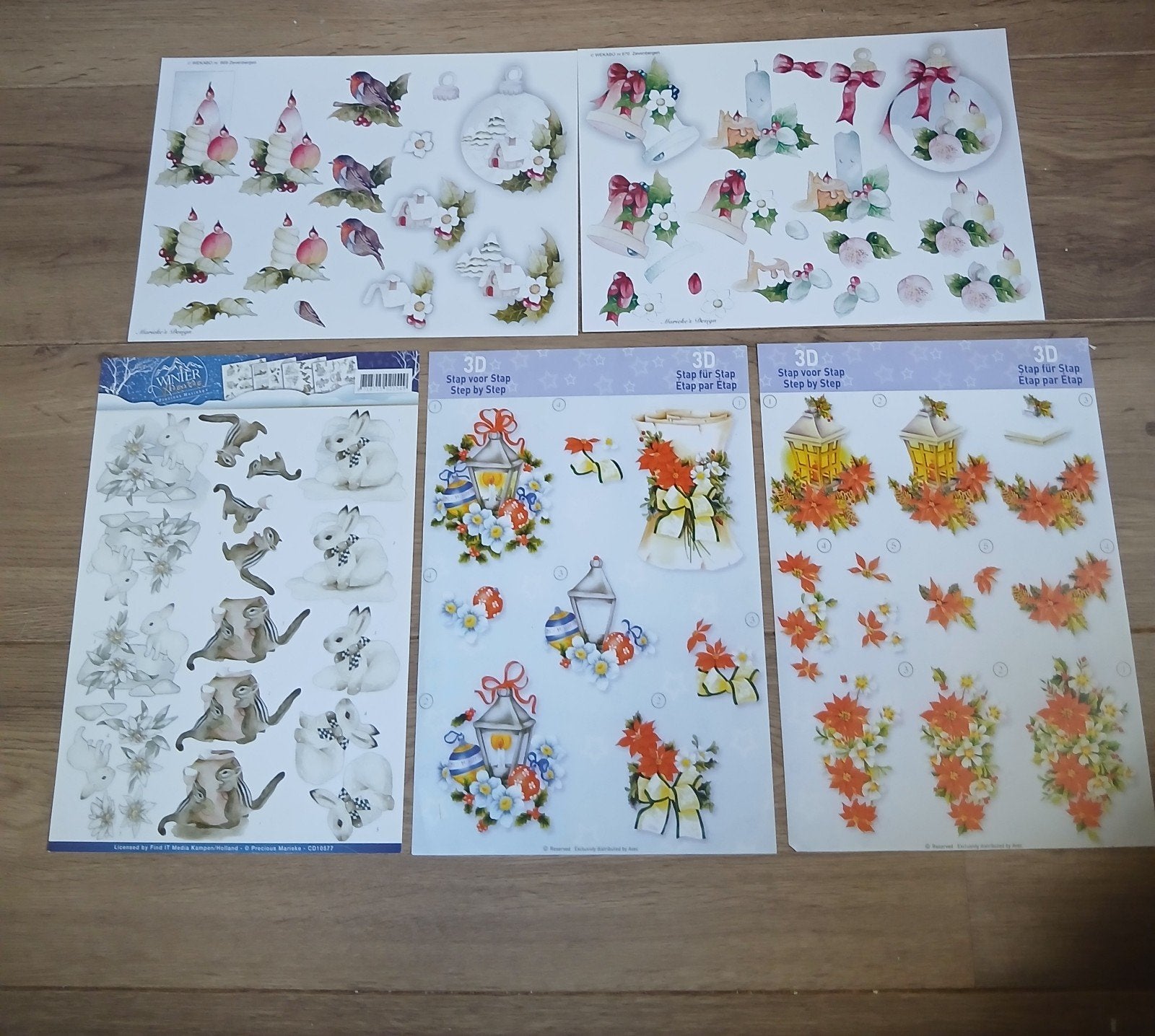 5 knipvellen Kerst Marieke Design, 3D stap voor stap, Ophalen of Verzenden, Nieuw