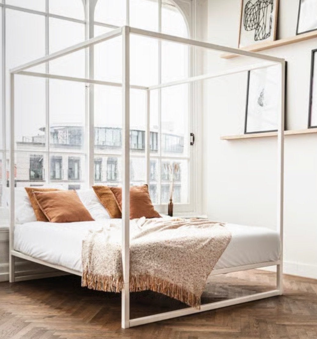 Matt sleeps Wit Metalen Hemelbed - 160x200 cm, Ophalen, Wit, Tweepersoons, Zo goed als nieuw