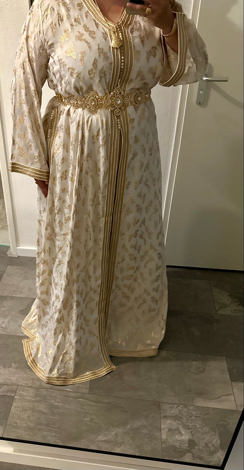 Witte takchita met gouden details, maat 48-52, Kleding | Dames, Overige typen, Wit, Maat 46/48 (XL) of groter, Ophalen of Verzenden