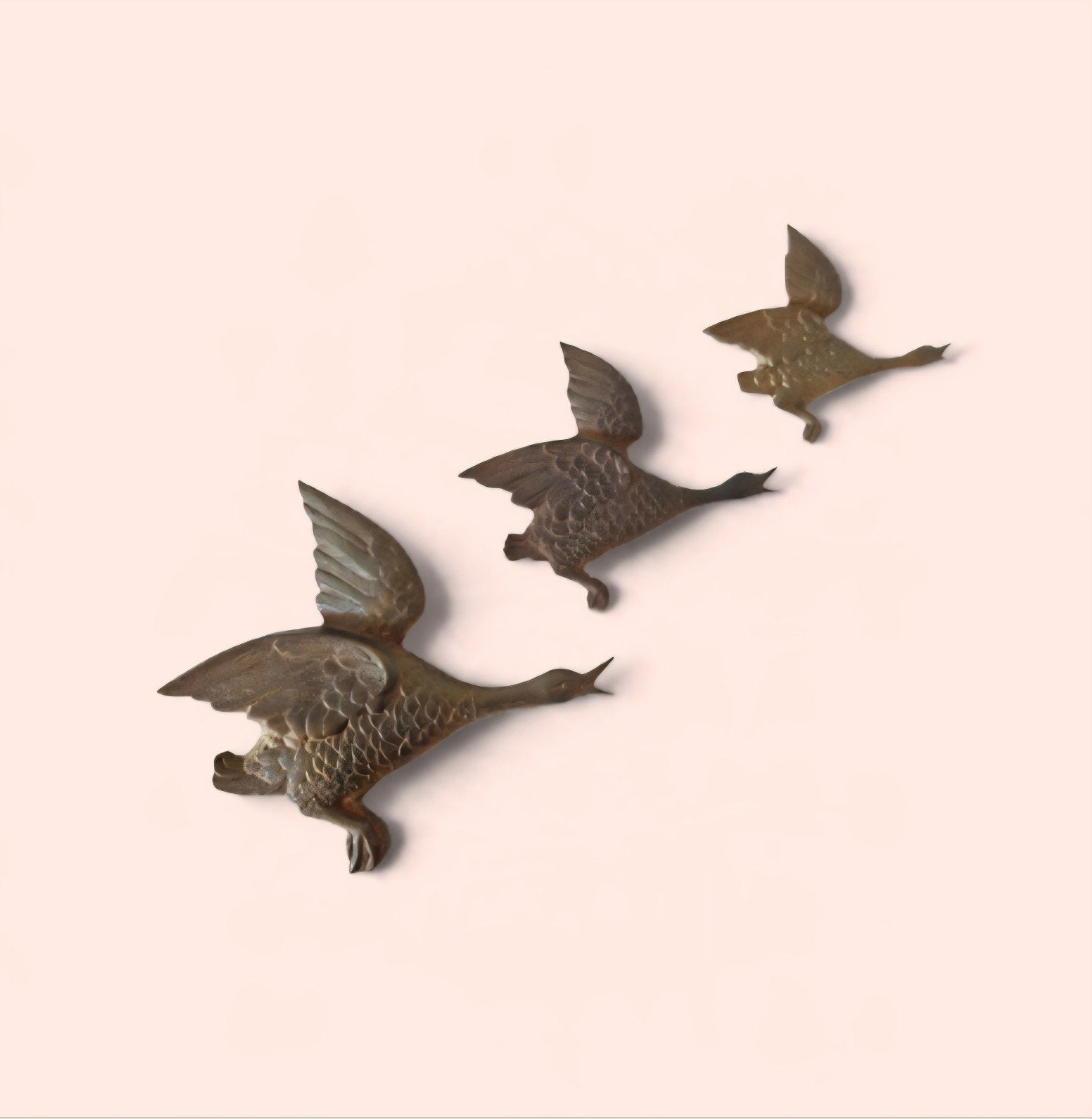 set vintage wandvogels brons eenden messing wandvogel, Antiek en Kunst, Ophalen of Verzenden, Brons