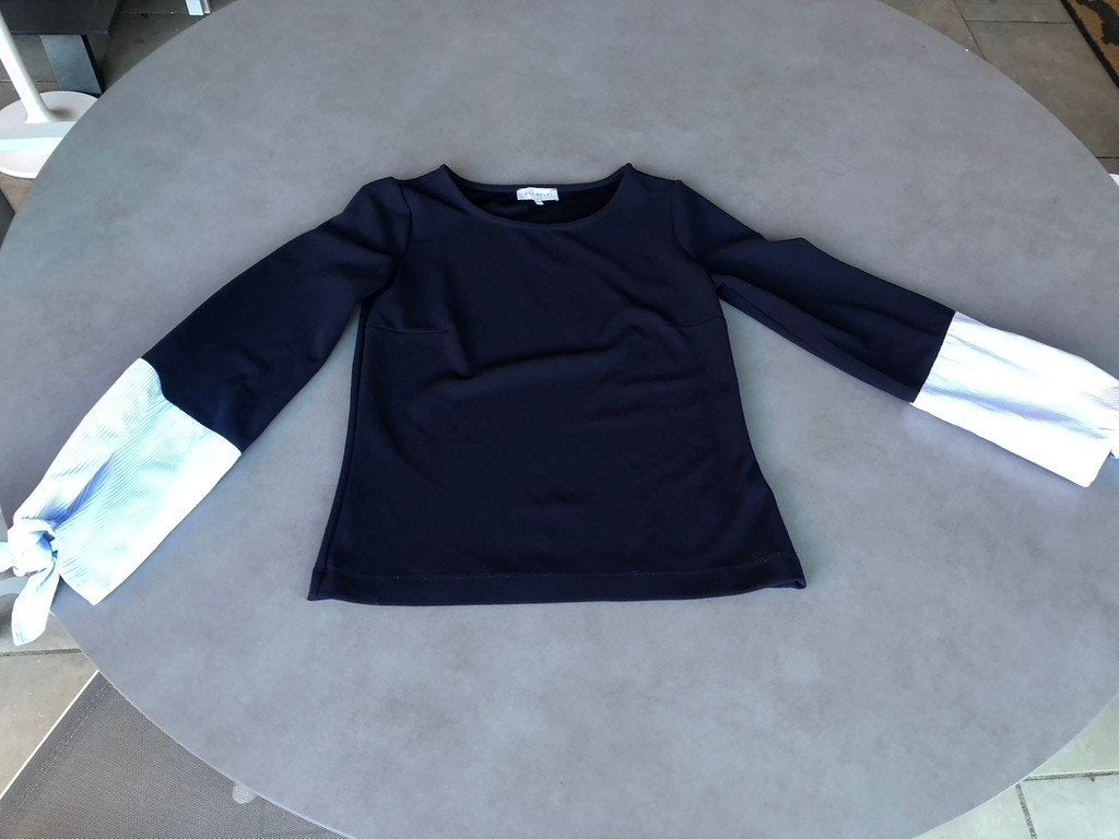 Blauw/wit Promiss blousje, maat XS, Kleding | Dames, Promiss, Zo goed als nieuw, Maat 34 (XS) of kleiner, Verzenden