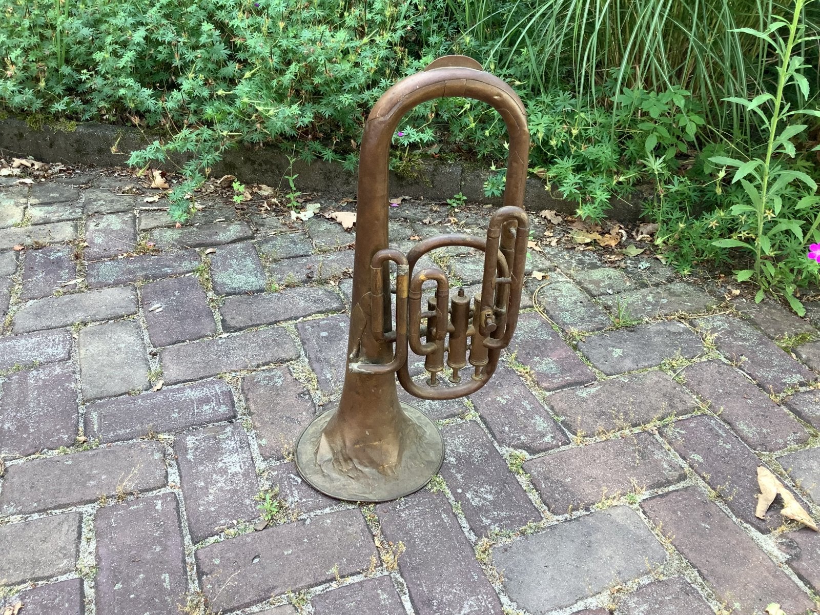Antieke koperblazer - Decoratief instrument, Muziek en Instrumenten, Blaasinstrumenten | Overige, Ophalen of Verzenden, Gebruikt