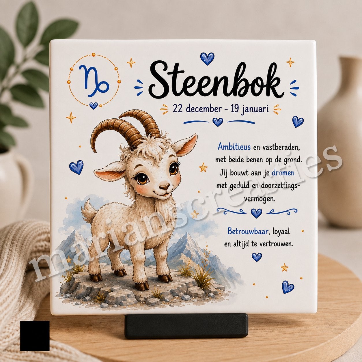 Tegel met sterrenbeeld en eigenschappen - 15x15cm, Ophalen of Verzenden, Nieuw, Kraamcadeau