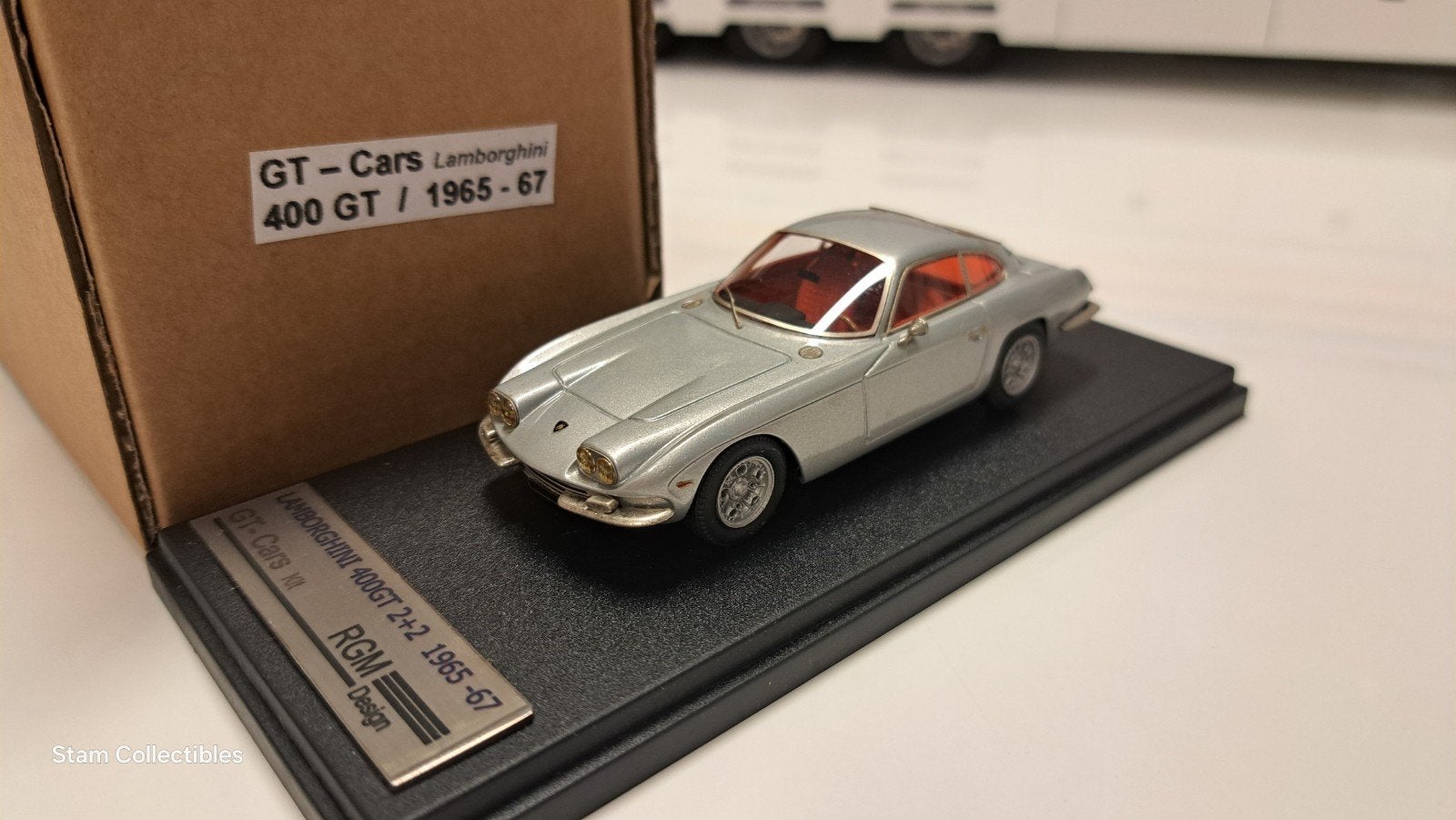 RGM GT Cars kit BBR Lamborghini 400GT 2+2 Silver - 1965, Hobby en Vrije tijd, Modelauto's | 1:43, Overige merken, Auto, Ophalen of Verzenden