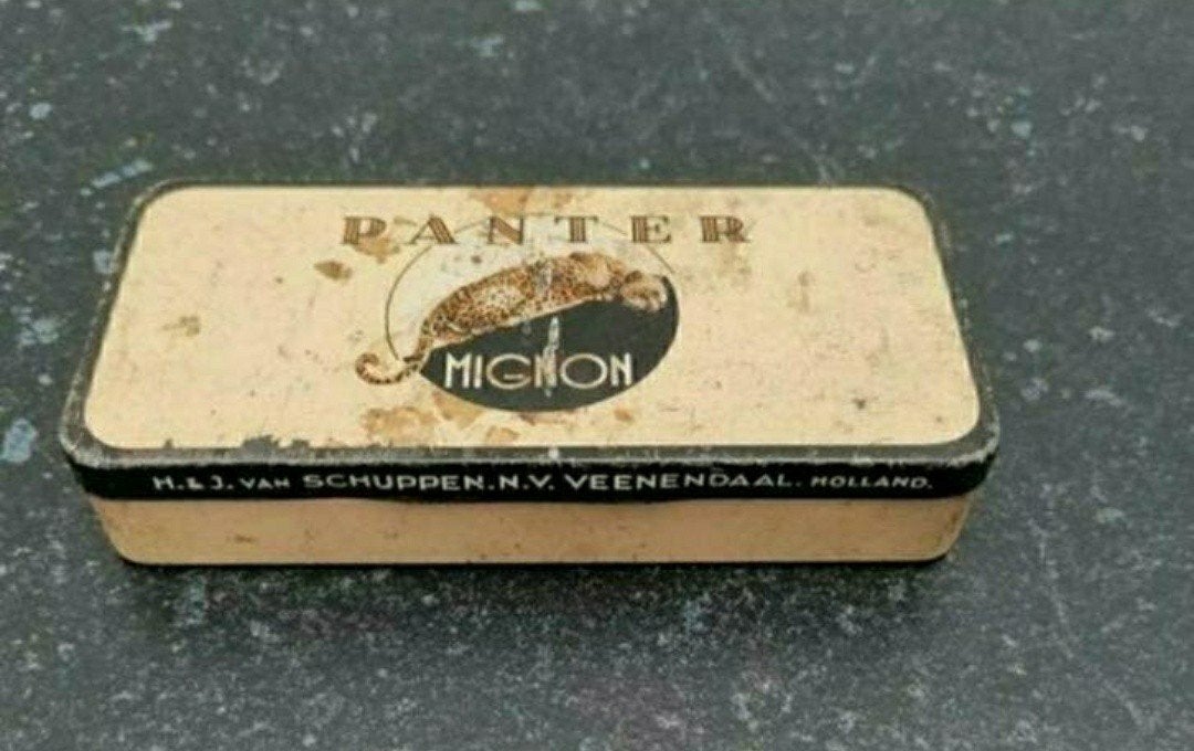 Panter,Schuppen,Veenendaal,Mignon,sigaren,1960,Brocante, Verzamelen, Rookartikelen, Aanstekers en Luciferdoosjes, Ophalen of Verzenden