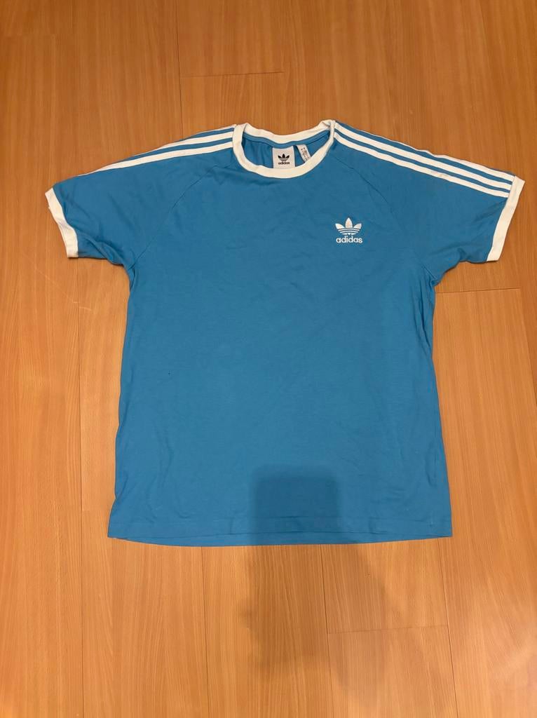 Adidas T-shirt met 3 strepen - Blauw, Sport en Fitness, Hockey, Ophalen of Verzenden, Zo goed als nieuw, Kleding
