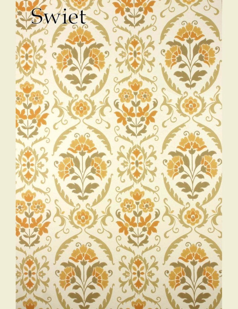3684 Oker barok retro behang bloemen klassiek vintage  swiet, Ophalen of Verzenden, Minder dan 10 m²