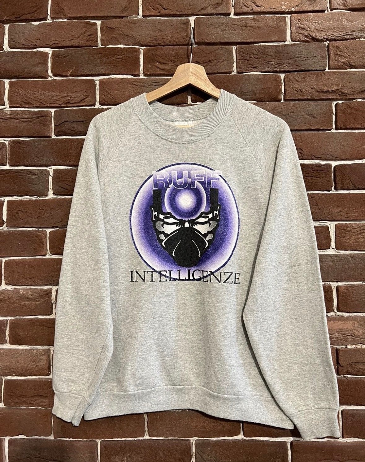 Vintage 90s Ruffneck Ruff Intelligenze Gabber Sweatshirt, Kleding | Heren, Ophalen, Zo goed als nieuw, Maat 48/50 (M), Grijs