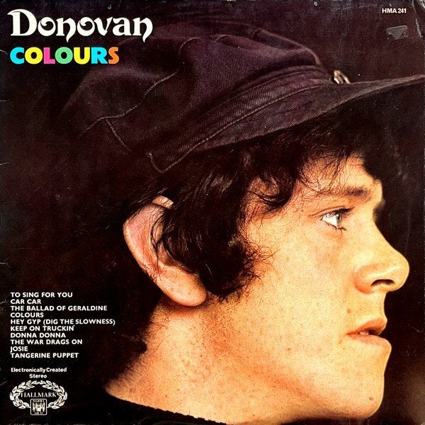 LP - Donovan ‎– Colours, Cd's en Dvd's, Vinyl | Rock, Gebruikt, Beschermende buitenhoes, Poprock, 1970 - 1979, 12 inch, Ophalen of Verzenden