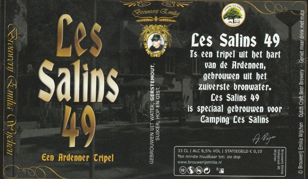 Bieretiket Nederland Emilia Wijchen Les Salins 49, Verzamelen, Biermerken, Verzenden, Nieuw, Overige typen, Overige merken