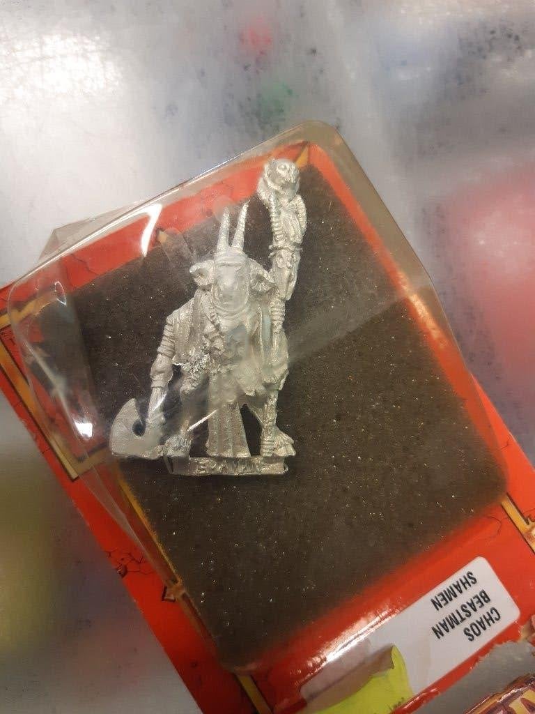 Warhammer Fantasy Metalen Blister Chaos Beastman Shamen, Ophalen of Verzenden, Nieuw, Warhammer, Figuurtje(s)