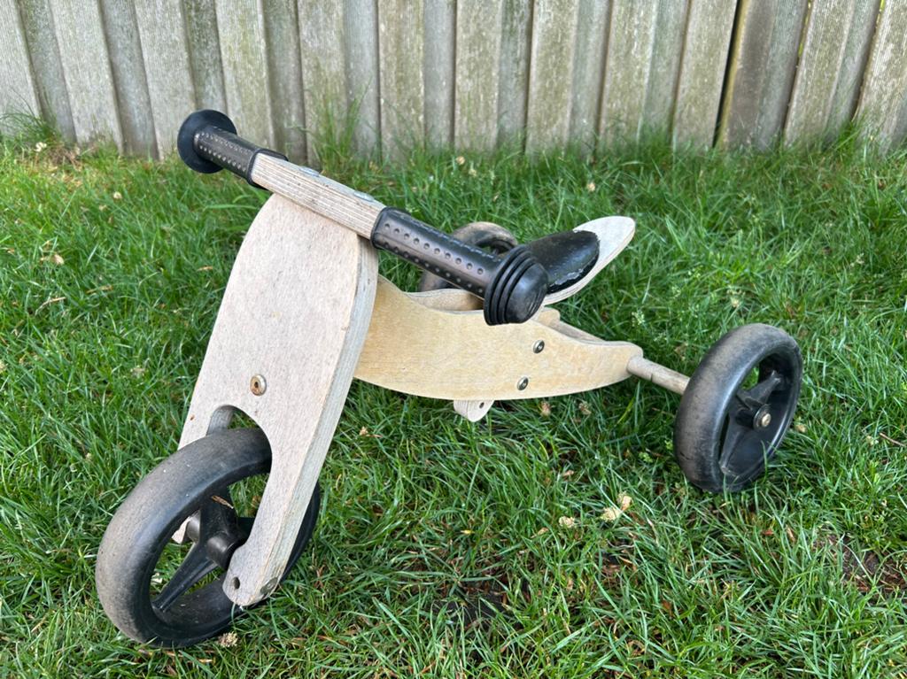 Houten driewieler, Ophalen, Gebruikt
